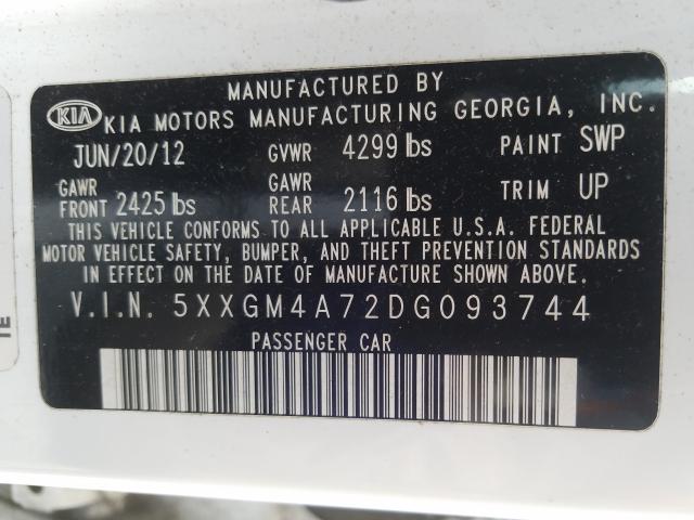 Photo 10 from auction – 2013 KIA OPTIMA LX with VIN 5XXGM4A72DG093744