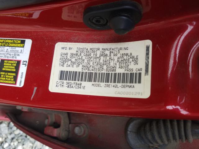 Photo 10 from auction – 2013 TOYOTA COROLLA BA with VIN 5YFBU4EE9DP182608