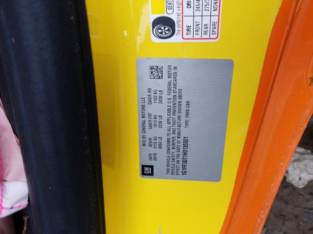 Photo 10 from auction – 2017 CHEVROLET CAMARO SS with VIN 1G1FF3D71H0135901