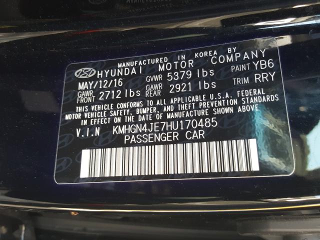 Photo 10 from auction – 2017 HYUNDAI GENESIS with VIN KMHGN4JE7HU170485