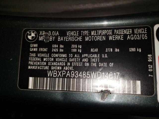 Photo 10 from auction – 2005 BMW X3 with VIN WBXPA93485WD14617