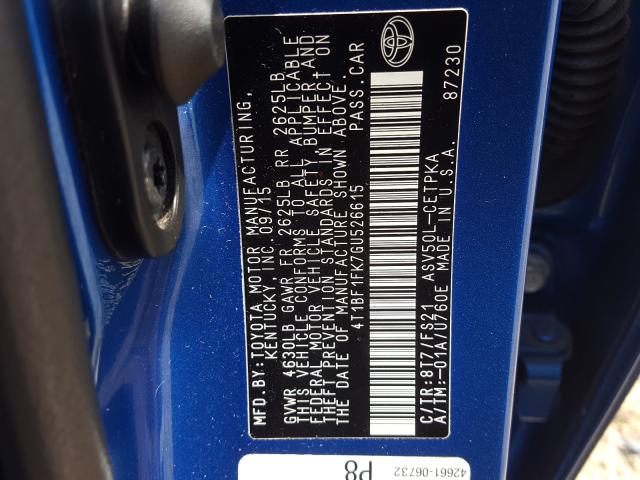 Photo 10 from auction – 2016 TOYOTA CAMRY LE with VIN 4T1BF1FK7GU526615