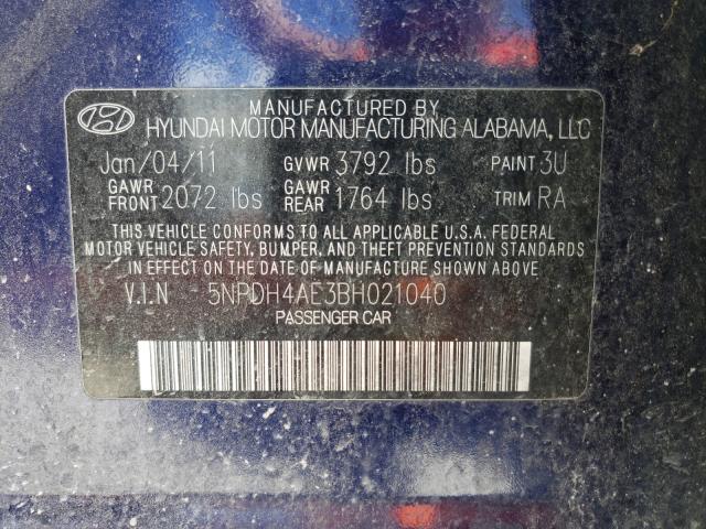 Photo 10 from auction – 2011 HYUNDAI ELANTRA GL with VIN 5NPDH4AE3BH021040