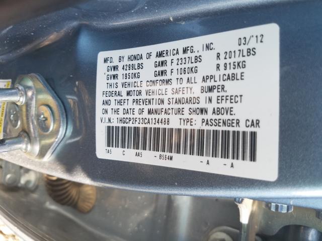 Photo 10 from auction – 2012 HONDA ACCORD LX with VIN 1HGCP2F33CA134488