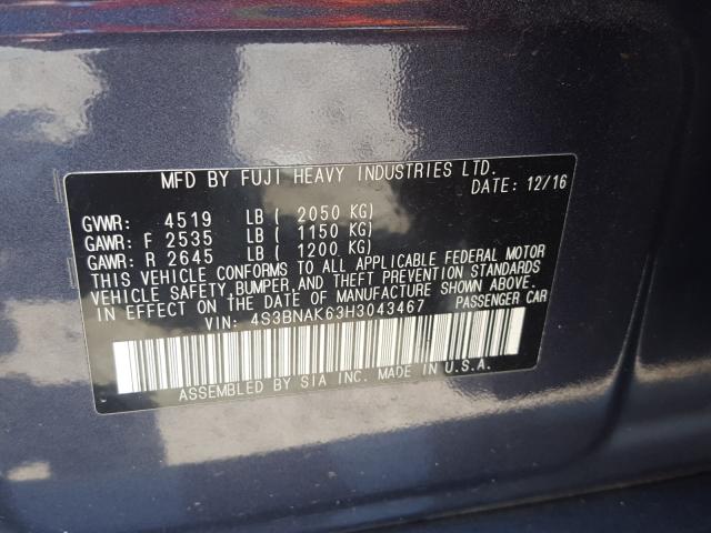 Photo 10 from auction – 2017 SUBARU LEGACY 2.5 with VIN 4S3BNAK63H3043467