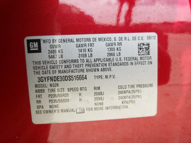 Photo 10 from auction – 2013 CADILLAC SRX PERFOR with VIN 3GYFNDE30DS516664