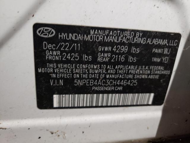 Photo 10 from auction – 2012 HYUNDAI SONATA GLS with VIN 5NPEB4AC3CH446425