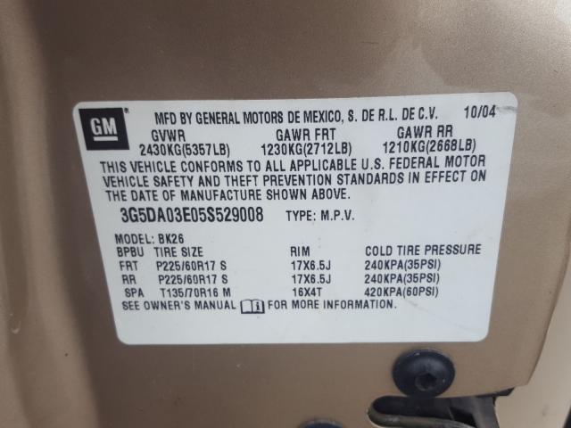 Photo 10 from auction – 2005 BUICK RENDEZVOUS with VIN 3G5DA03E05S529008
