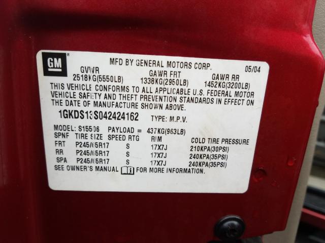 Photo 10 from auction – 2004 GMC ENVOY with VIN 1GKDS13S042424162