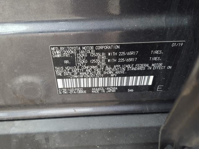 Photo 10 from auction – 2019 TOYOTA RAV4 LE with VIN JTMH1RFV0KD013219