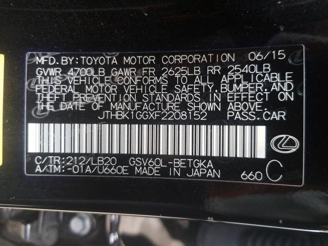 Photo 10 from auction – 2015 LEXUS ES 350 with VIN JTHBK1GGXF2208152