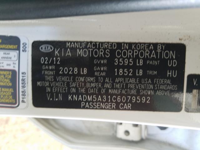Photo 10 from auction – 2012 KIA RIO LX with VIN KNADM5A31C6079592
