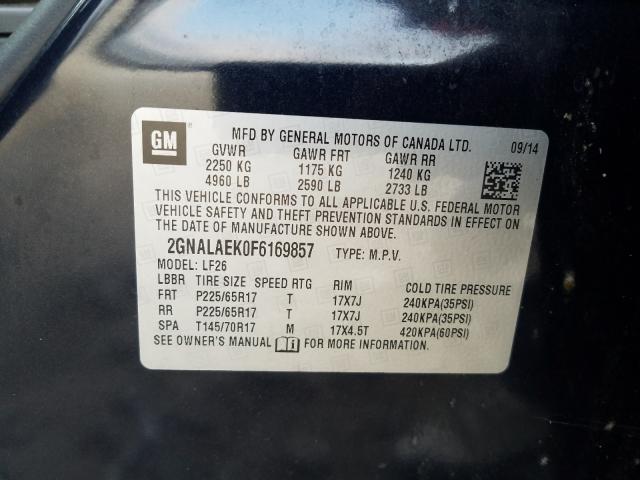 Photo 10 from auction – 2015 CHEVROLET EQUINOX LS with VIN 2GNALAEK0F6169857