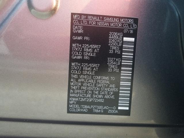 Photo 10 from auction – 2016 NISSAN ROGUE S with VIN KNMAT2MT2GP721482
