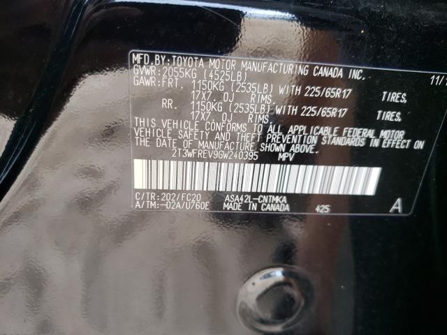 Photo 10 from auction – 2016 TOYOTA RAV4 XLE with VIN 2T3WFREV9GW240395