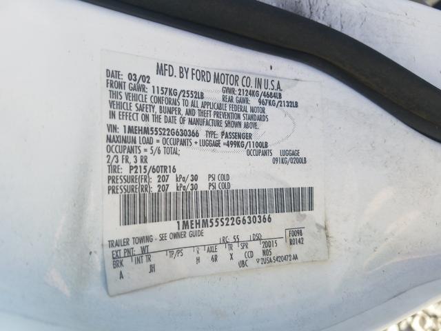 Photo 10 from auction – 2002 MERCURY SABLE LS P with VIN 1MEHM55S22G630366