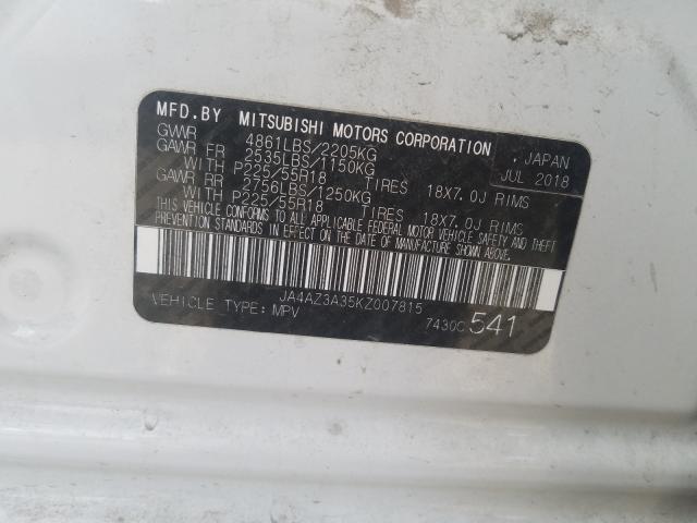 Photo 10 from auction – 2019 MITSUBISHI OUTLANDER with VIN JA4AZ3A35KZ007815