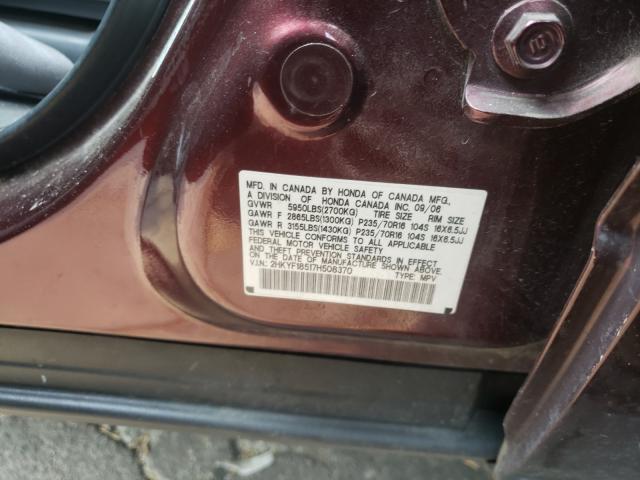 Photo 10 from auction – 2007 HONDA PILOT EXL with VIN 2HKYF18517H508370