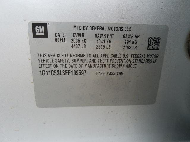 Photo 10 from auction – 2015 CHEVROLET MALIBU 1LT with VIN 1G11C5SL3FF109597