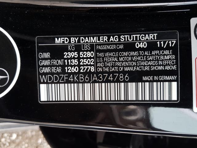 Photo 10 from auction – 2018 MERCEDES-BENZ E 300 with VIN WDDZF4KB6JA374786