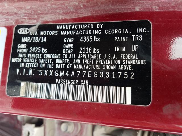 Photo 10 from auction – 2014 KIA OPTIMA LX with VIN 5XXGM4A77EG331752