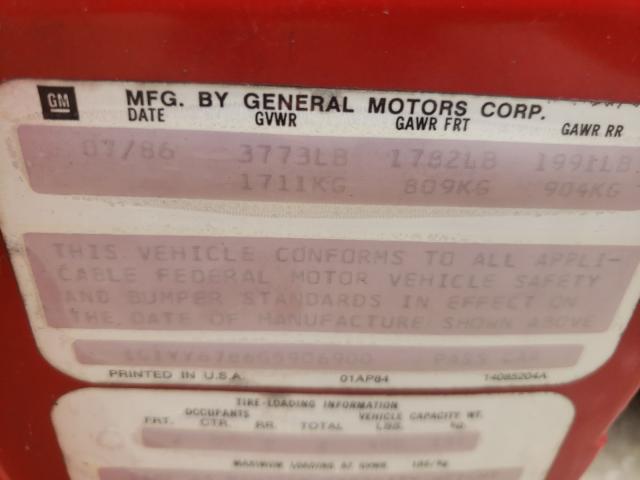 Photo 10 from auction – 1986 CHEVROLET CORVETTE with VIN 1G1YY6786G5906900
