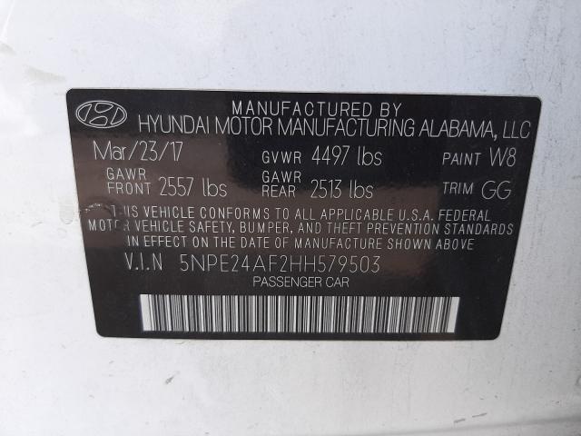 Photo 10 from auction – 2017 HYUNDAI SONATA SE with VIN 5NPE24AF2HH579503