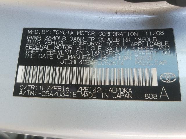 Photo 10 from auction – 2009 TOYOTA COROLLA BA with VIN JTDBL40E49J052614