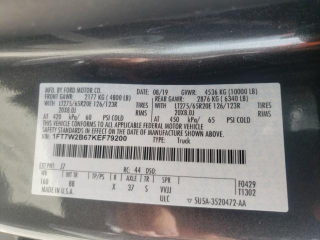 Photo 10 from auction – 2019 FORD F250 SUPER with VIN 1FT7W2B67KEF79200