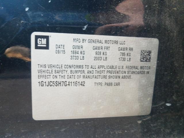 Photo 10 from auction – 2016 CHEVROLET SONIC LT with VIN 1G1JC5SH7G4116142