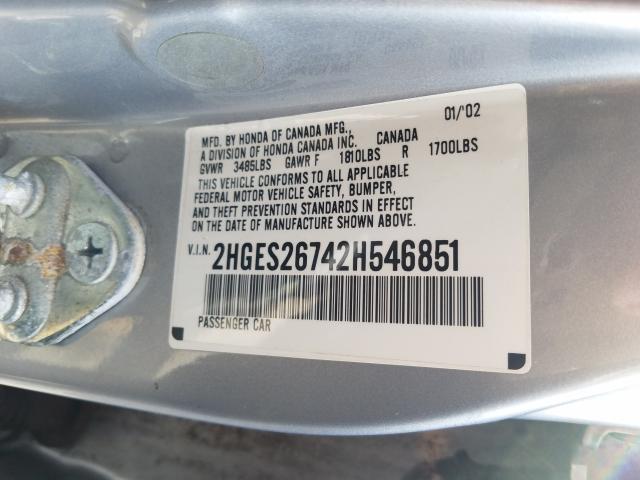 Photo 10 from auction – 2002 HONDA CIVIC EX with VIN 2HGES26742H546851