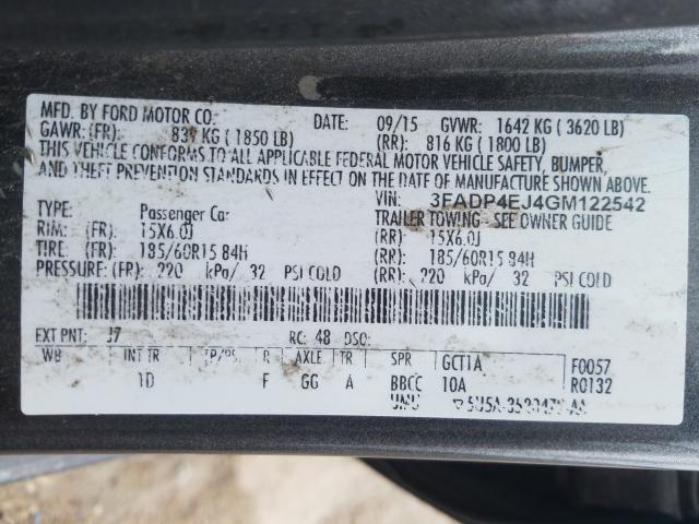 Photo 10 from auction – 2016 FORD FIESTA SE with VIN 3FADP4EJ4GM122542