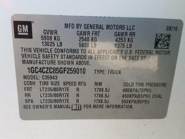 Photo 10 from auction – 2016 CHEVROLET SILVERADO with VIN 1GC4CZC85GF259010