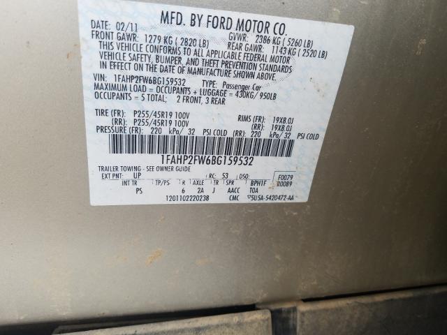 Photo 10 from auction – 2011 FORD TAURUS LIM with VIN 1FAHP2FW6BG159532