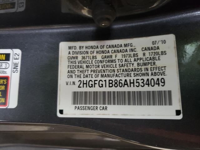 Photo 10 from auction – 2010 HONDA CIVIC EX with VIN 2HGFG1B86AH534049