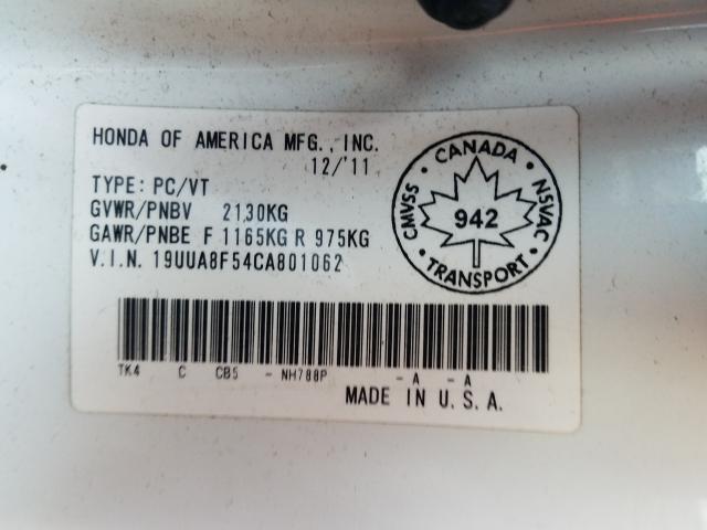 Photo 10 from auction – 2012 ACURA TL with VIN 19UUA8F54CA801062