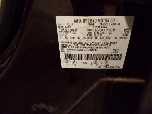 Photo 10 from auction – 2011 FORD EDGE SE with VIN 2FMDK3GC8BBB13544