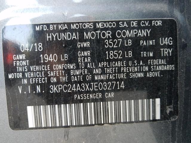 Photo 10 from auction – 2018 HYUNDAI ACCENT SE with VIN 3KPC24A3XJE032714