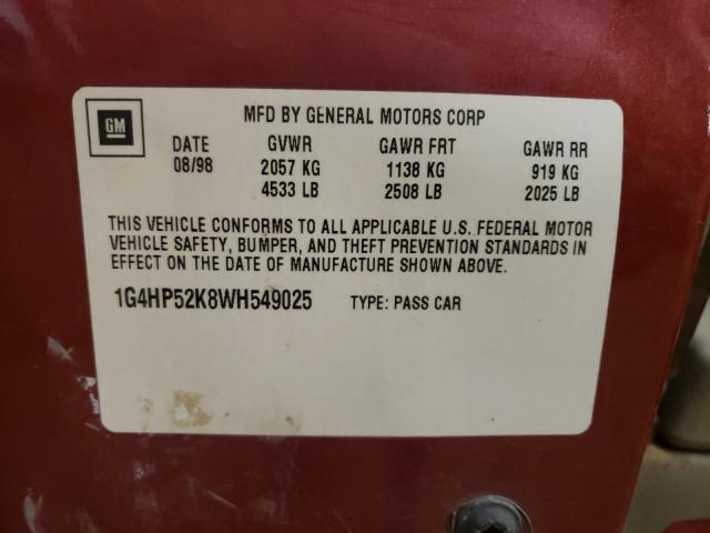 Photo 10 from auction – 1998 BUICK LESABRE CU with VIN 1G4HP52K8WH549025