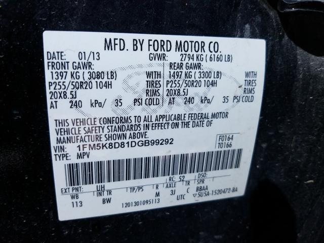 Photo 10 from auction – 2013 FORD EXPLORER X with VIN 1FM5K8D81DGB99292