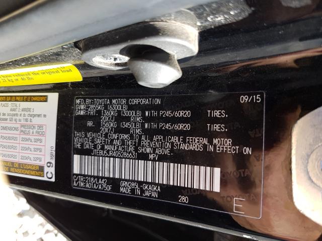 Photo 10 from auction – 2016 TOYOTA 4RUNNER SR with VIN JTEBU5JR4G5286631