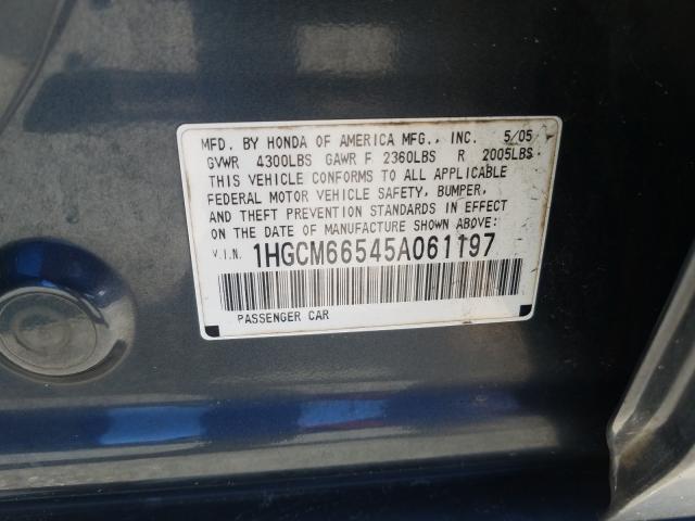 Photo 10 from auction – 2005 HONDA ACCORD EX with VIN 1HGCM66545A061197