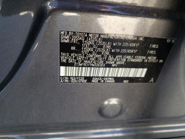 Photo 10 from auction – 2017 TOYOTA RAV4 XLE with VIN 2T3WFREV1HW326303