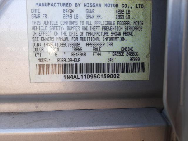 Photo 10 from auction – 2005 NISSAN ALTIMA S with VIN 1N4AL11D95C159002
