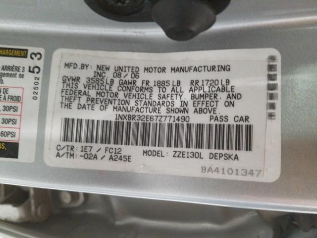 Photo 10 from auction – 2007 TOYOTA COROLLA CE with VIN 1NXBR32E67Z771490