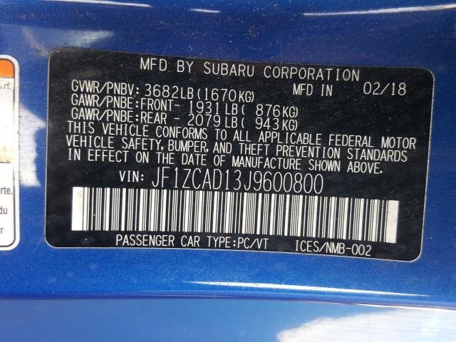 Photo 10 from auction – 2018 SUBARU BRZ 2.0 TS with VIN JF1ZCAD13J9600800