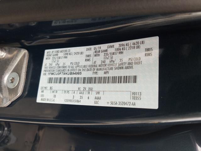 Photo 10 from auction – 2019 FORD ESCAPE S with VIN 1FMCU0F7XKUB94985