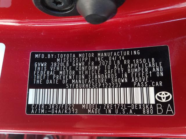 Photo 10 from auction – 2014 TOYOTA COROLLA L with VIN 5YFBURHE5EP122237