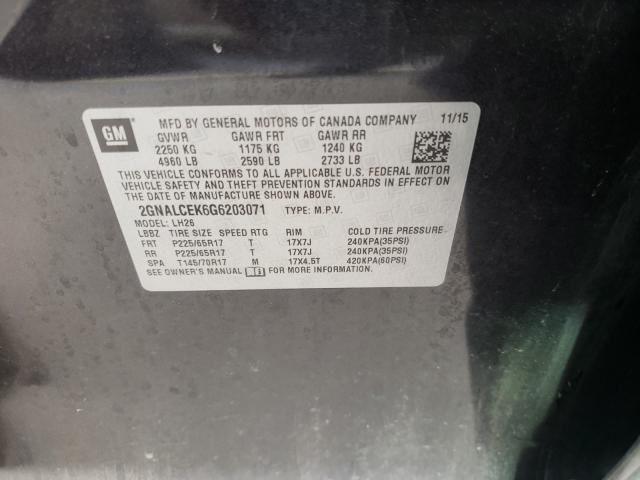 Photo 10 from auction – 2016 CHEVROLET EQUINOX LT with VIN 2GNALCEK6G6203071