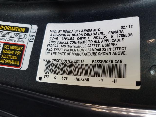Photo 10 from auction – 2012 HONDA CIVIC EX with VIN 2HGFG3B81CH533017